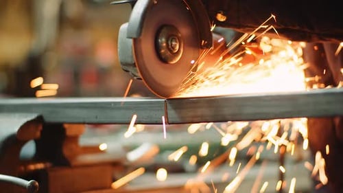 Falling Spark During Cutting Metal with Angle Grinder