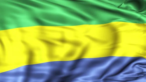 Waving Gabon Flag Realistic Fabric Animation