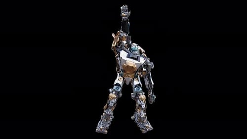 Futuristic Metallic Robot Dancing Animation Loop