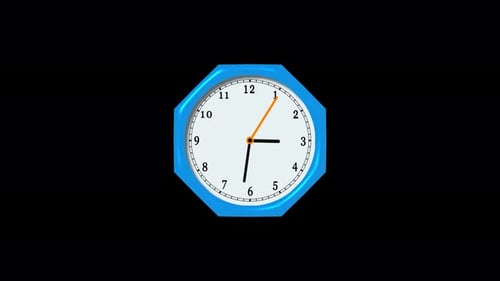 Animated Octagonal Clock Time Passing Alpha Channel