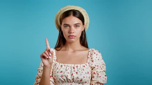 Woman Disapproving with No Sign Make Negation Finger Gesture. Denying, Rejecting, Disagree, Portrait