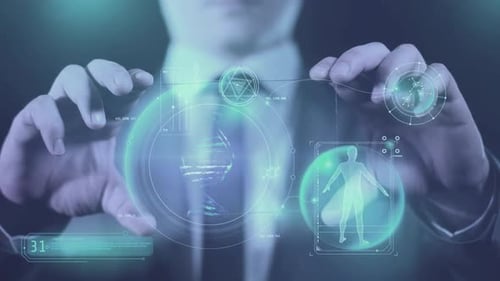 Holographic Scientific UI Display with DNA and Human Scan