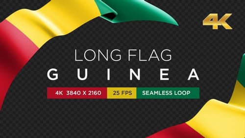 Waving Guinea Flag Ribbon Animated Graphic