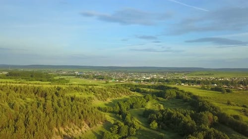 Scenic Aerial View of Green Rural Landscape