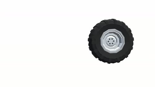 Low Poly 3D Car Tire Rolling Animation
