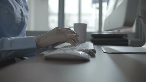 Female Worker Working With Computer