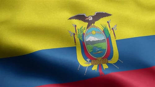 Ecuador Flag Waving Seamlessly with Realistic Fabric Motion