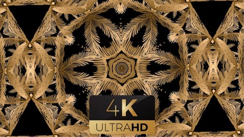 Abstract Golden Pattern Kaleidoscopic Motion Background