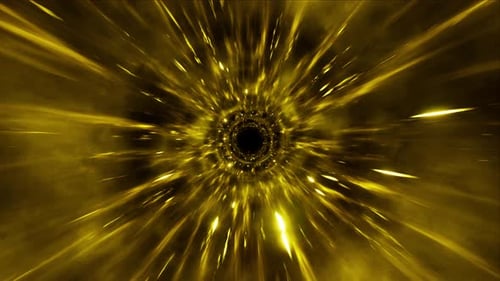 Golden Light Tunnel Hyperspace Travel Abstract Background
