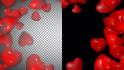Animated Red Hearts Frame Transition with Alpha Channel