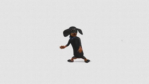 Animated 3D Dachshund Dog Character Performing Various Dance Moves