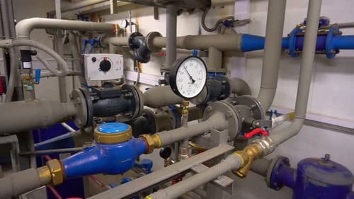 Complex Pipes and Valves in Industrial Setting
