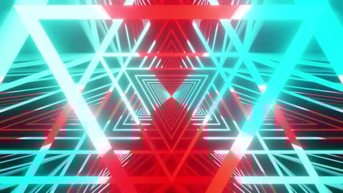 Red And Aqua Triangle Travel Vj Loop Background Tunnel HD