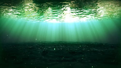 Underwater Light Rays Animation with Rippling Surface and Particles