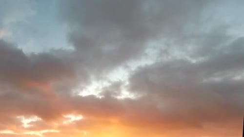 Dramatic Clouds Moving Across a Vibrant Sunset Sky