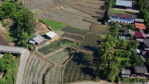 Aerial View of Mae La Noi Rice Terraces in Mae Hong Son Thailand
