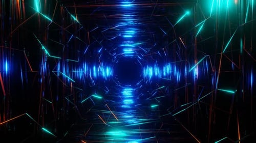 HD Neon Techno Tunnel | Futuristic Cyberpunk Technology Motion Background Loop