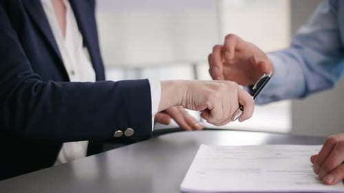 Signing a Contract, Business Deal, Handshake in Office