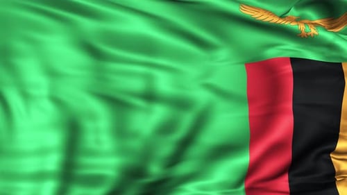 Realistic Waving Flag of Zambia Animation