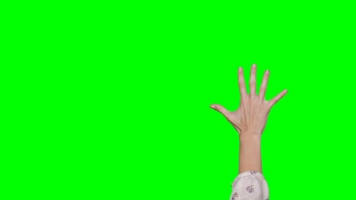 Female Hand Touching a Digital Interface Green Screen