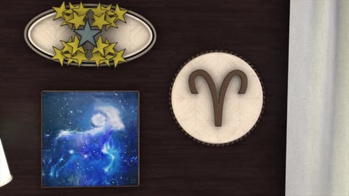 Animated Aries Zodiac Symbol Reveal with Decorative Stars