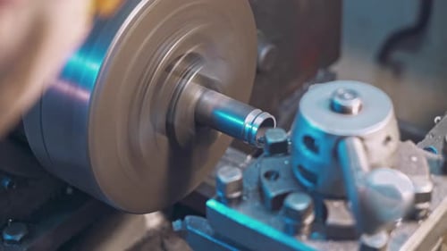 Metal Lathe Shaping a Metal Rod