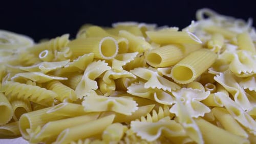 Close Up of Uncooked Variety of Dried Pasta