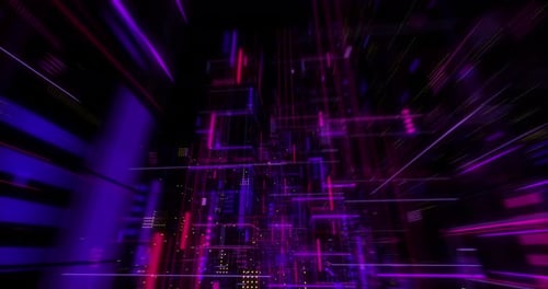 Abstract hologram 3D Big Data Digital City with futuristic matrix.