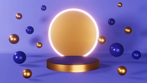 Azul neón cilindro podio escenario animación 3d brillante diseño pedestal composición Abstracto mínimo 4K