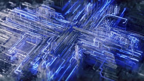 Futuristic Abstract Data Flow and Technology Grid Background