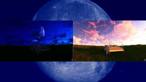 Surreal Bed in Grassy Field Time Lapse: Day to Night