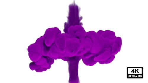 Fluid Purple Ink Collision Alpha Channel Reveal