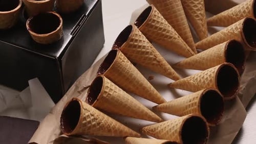 Waffle Cones and Cups with Chocolate Lining