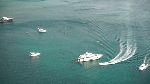 Sea Landscape with Yachts and Rocky Coastline