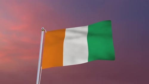 Ivory Coast National Flag Waving Loop