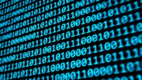 Binary Code Program Digits on Digital Computer Monitor Screen - 4K