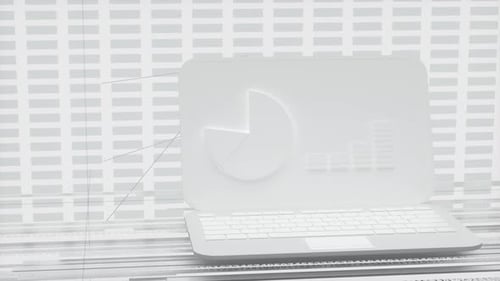 White laptop, data geometry.