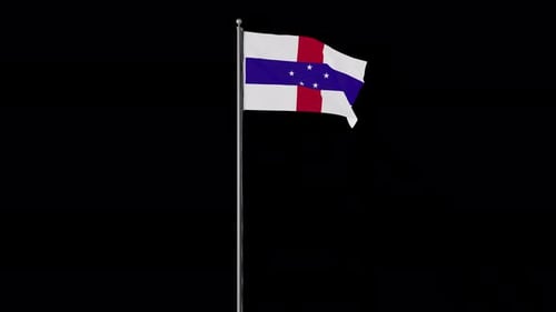 Realistic Waving Flag of Netherlands Antilles