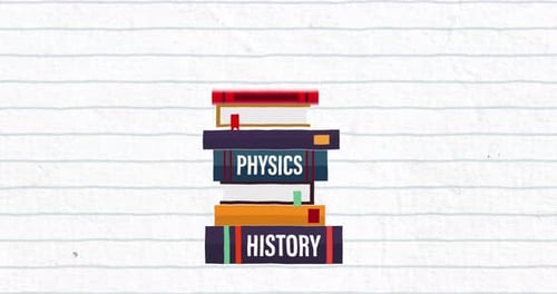 Animated Stack of School Books for Education Content