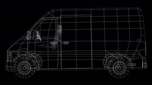 Low Poly 3D Car Van Wireframe