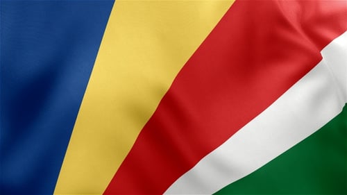 Seychelles Flag Waving Realistic Fabric Animation
