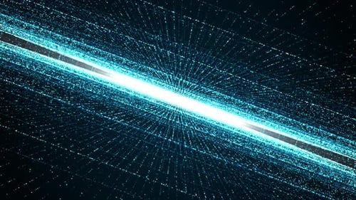 Blue color light beam with digital line technology abstract background seamless loop video