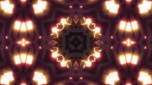 Glowing Geometric Kaleidoscopic Pattern Loop Background