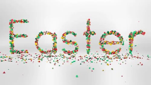 multicolored 3d letters forming the word Easter animation