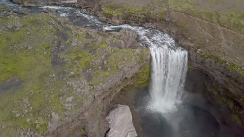 Aerial View of Beautiful Waterfall in Nature