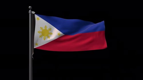 Philippines National Flag Waving on Alpha Channel