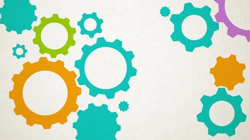 Colorful Flat Design Gears Rotating Background Animation