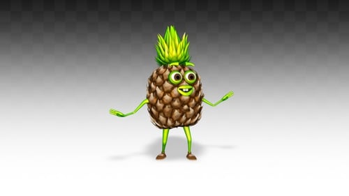 Animated 3D Pineapple Character Waving and Talking