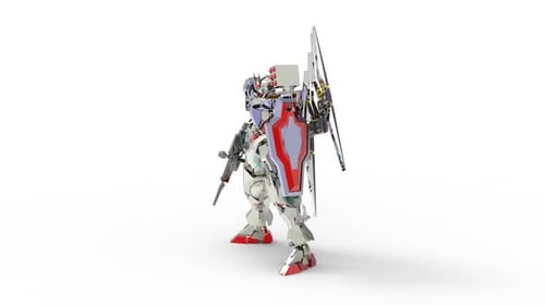 Rotating Futuristic Sci-Fi Robot 3D Model Animation