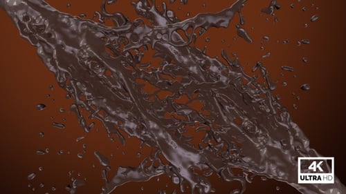 Dynamic Chocolate Fluid Splash Animation with Alpha Channel